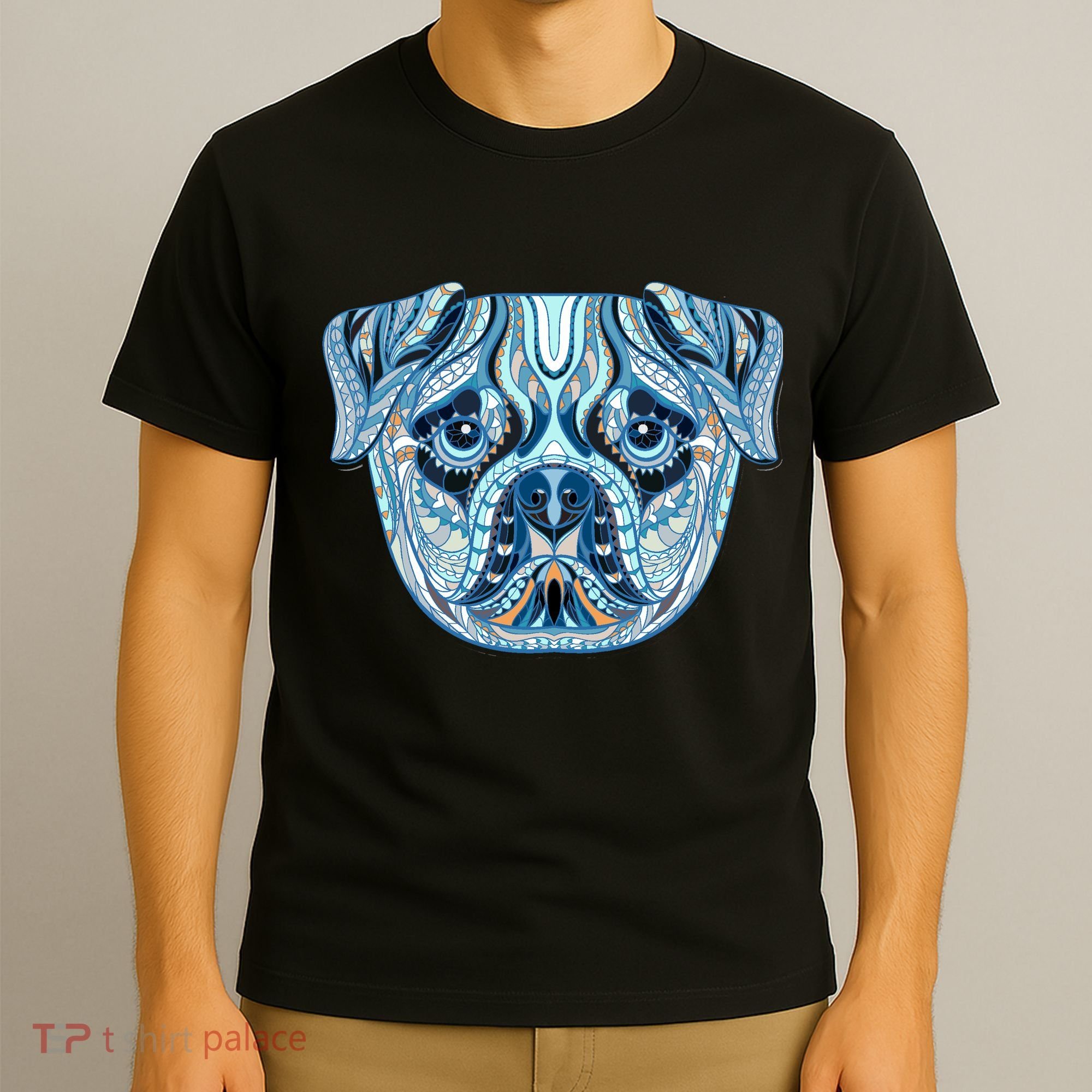 Cool Ethnic Trippy Pug Dog Face T-Shirt