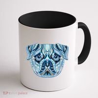 Cool Ethnic Trippy Pug Dog Face Coffee Mug thumb 1