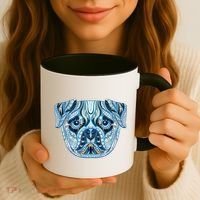 Cool Ethnic Trippy Pug Dog Face Coffee Mug thumb 3