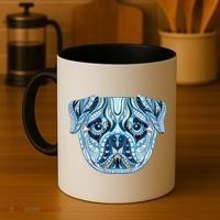Cool Ethnic Trippy Pug Dog Face Coffee Mug thumb 4