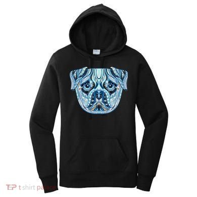 Cool Ethnic Trippy Pug Dog Face Women's Hoodie