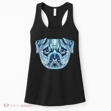 Cool Ethnic Trippy Pug Dog Face Women's Tank Top