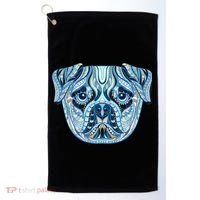 Cool Ethnic Trippy Pug Dog Face Golf Towel thumb 0
