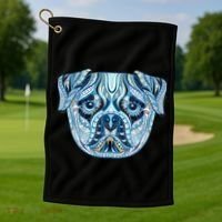 Cool Ethnic Trippy Pug Dog Face Golf Towel thumb 1