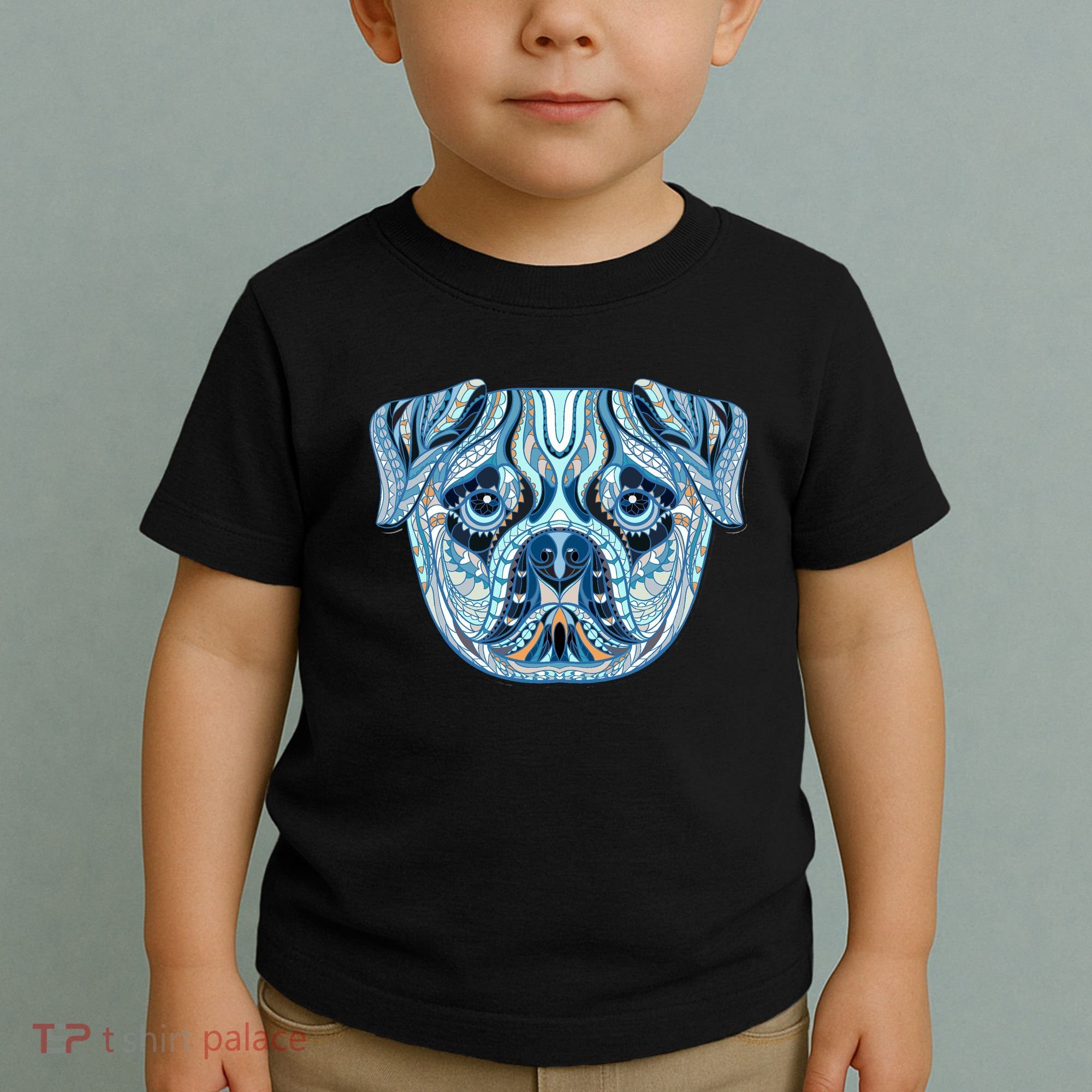 Cool Ethnic Trippy Pug Dog Face Toddler T-Shirt