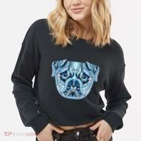 Cool Ethnic Trippy Pug Dog Face Cropped Pullover Crew thumb 2
