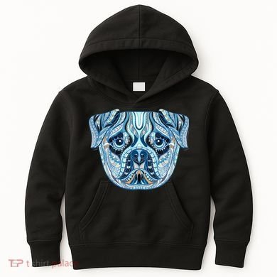 Cool Ethnic Trippy Pug Dog Face Kids Hoodie