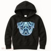 Cool Ethnic Trippy Pug Dog Face Kids Hoodie thumb 0