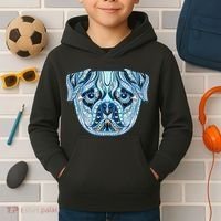 Cool Ethnic Trippy Pug Dog Face Kids Hoodie thumb 2
