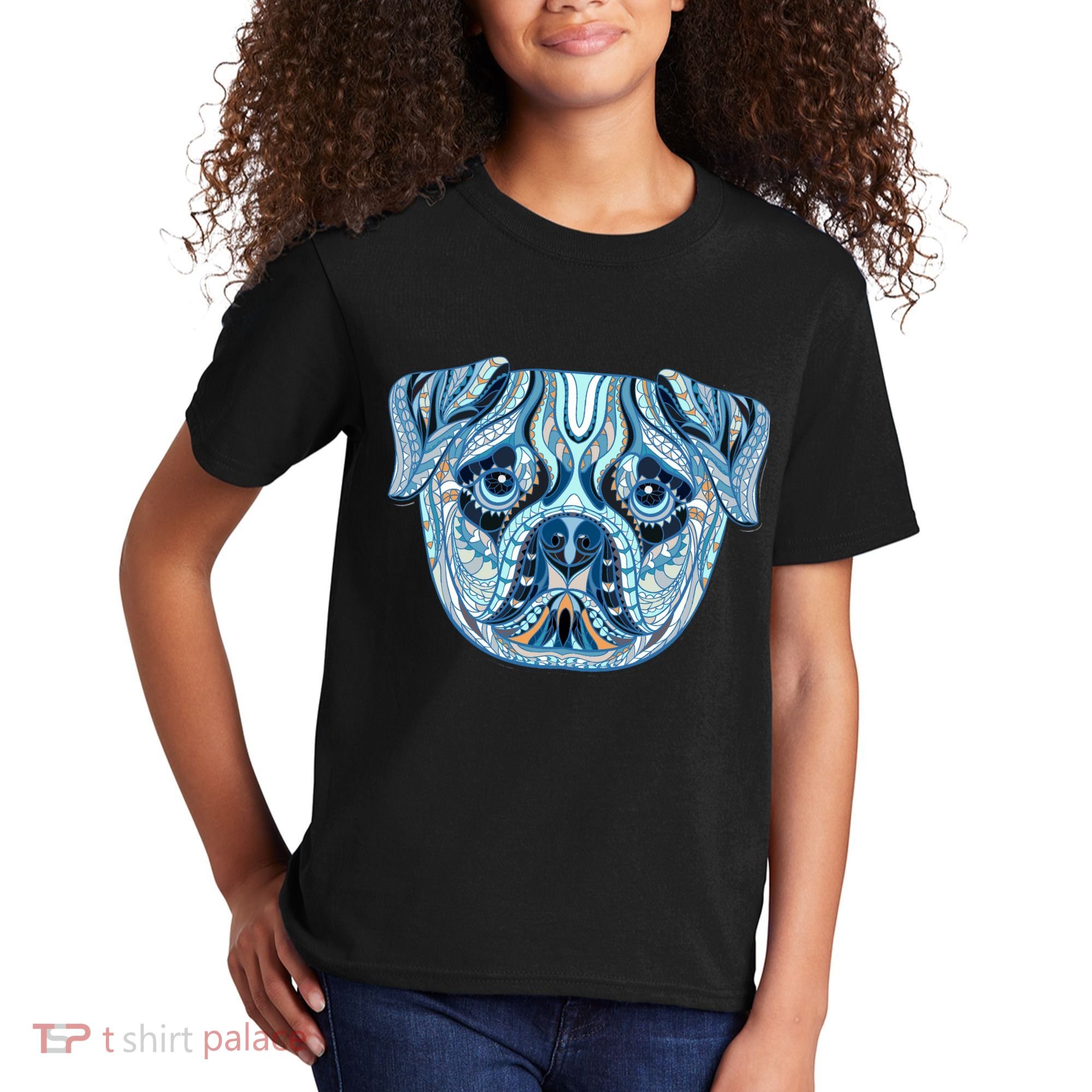 Cool Ethnic Trippy Pug Dog Face Kids T-Shirt