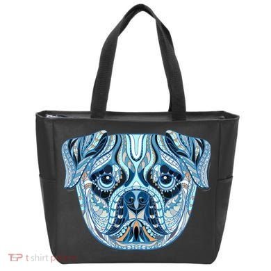 Cool Ethnic Trippy Pug Dog Face Tote Bag