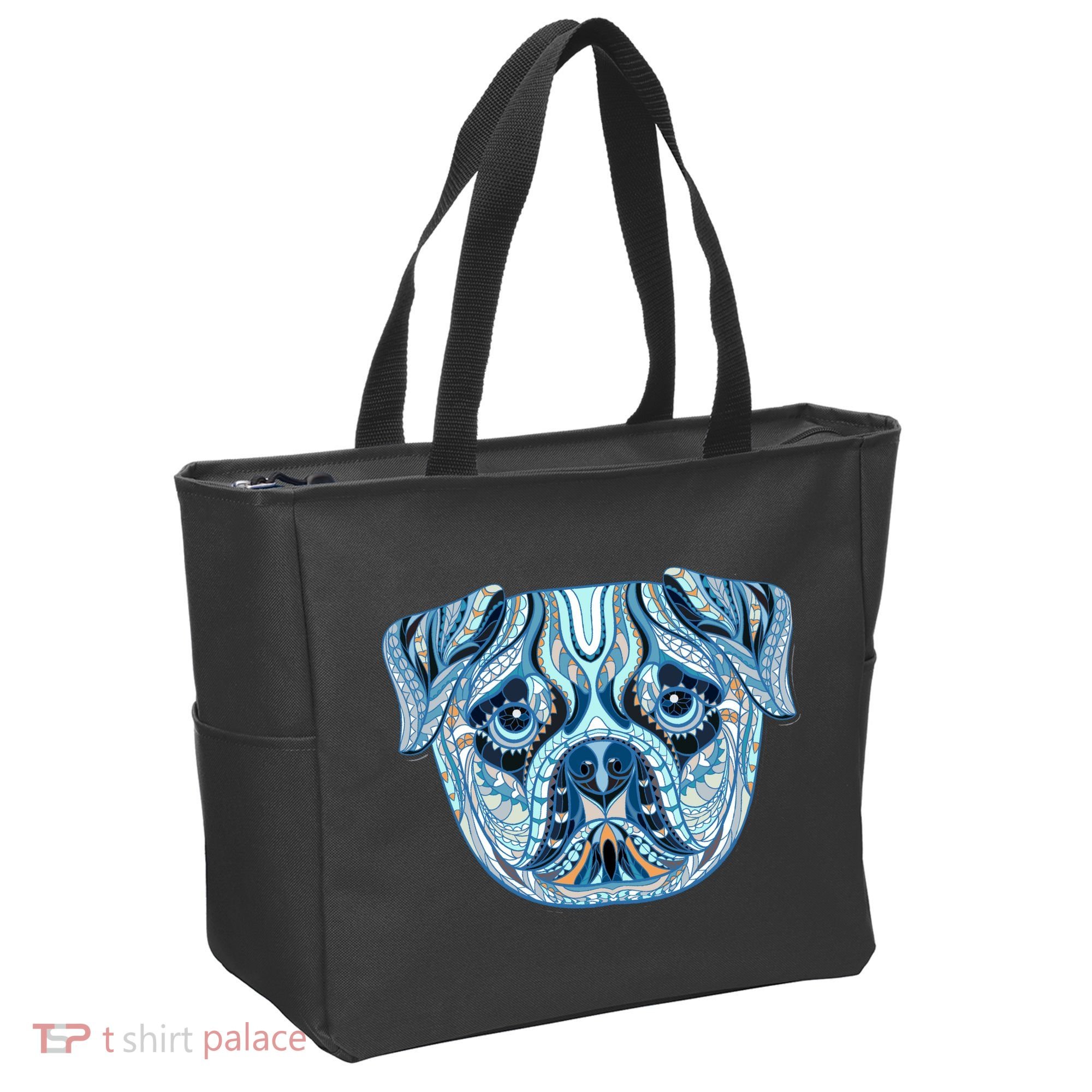 Cool Ethnic Trippy Pug Dog Face Tote Bag