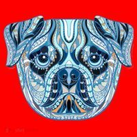 Cool Ethnic Trippy Pug Dog Face Santa Hat thumb 1