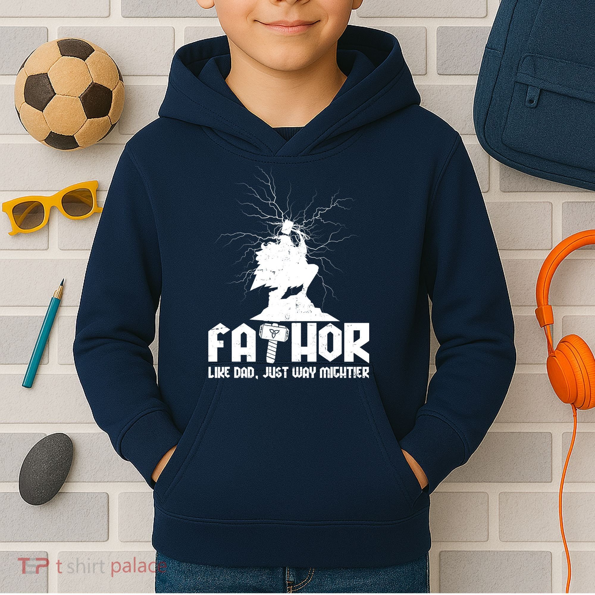Cool Father's Day Mighty FATHOR  Kids Hoodie