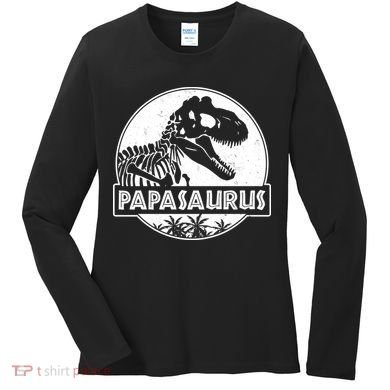 Cool Father's Day Papasaurus Emblem Women's Long Sleeve Shirt