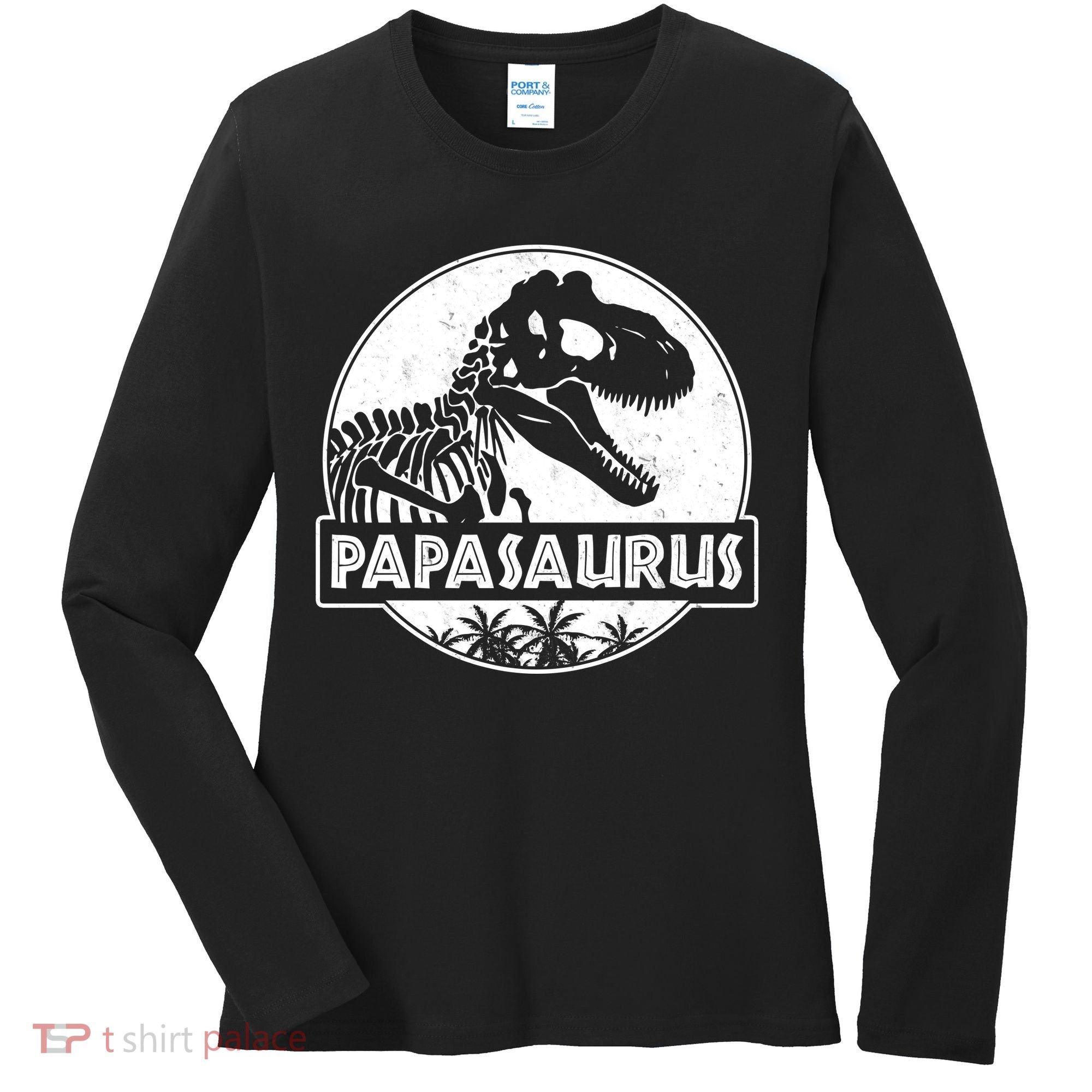 Cool Father's Day Papasaurus Emblem Women's Long Sleeve Shirt