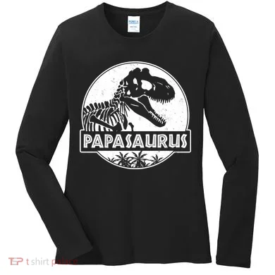 Cool Father's Day Papasaurus Emblem Women's Long Sleeve Shirt