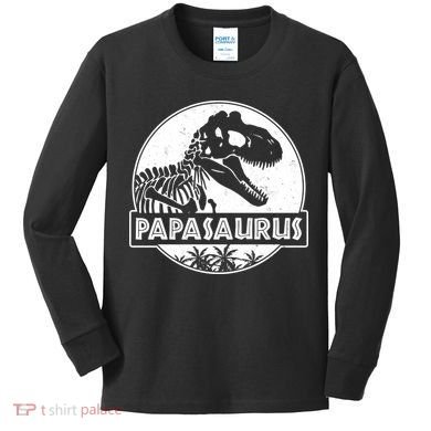 Cool Father's Day Papasaurus Emblem Kids Long Sleeve Shirt