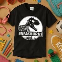 Cool Father's Day Papasaurus Emblem Kids T-Shirt thumb 3