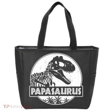Cool Father's Day Papasaurus Emblem Tote Bag