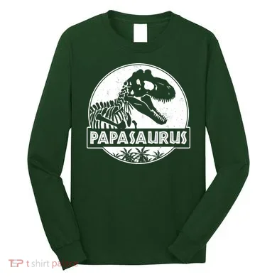 Cool Father's Day Papasaurus Emblem Long Sleeve Shirt