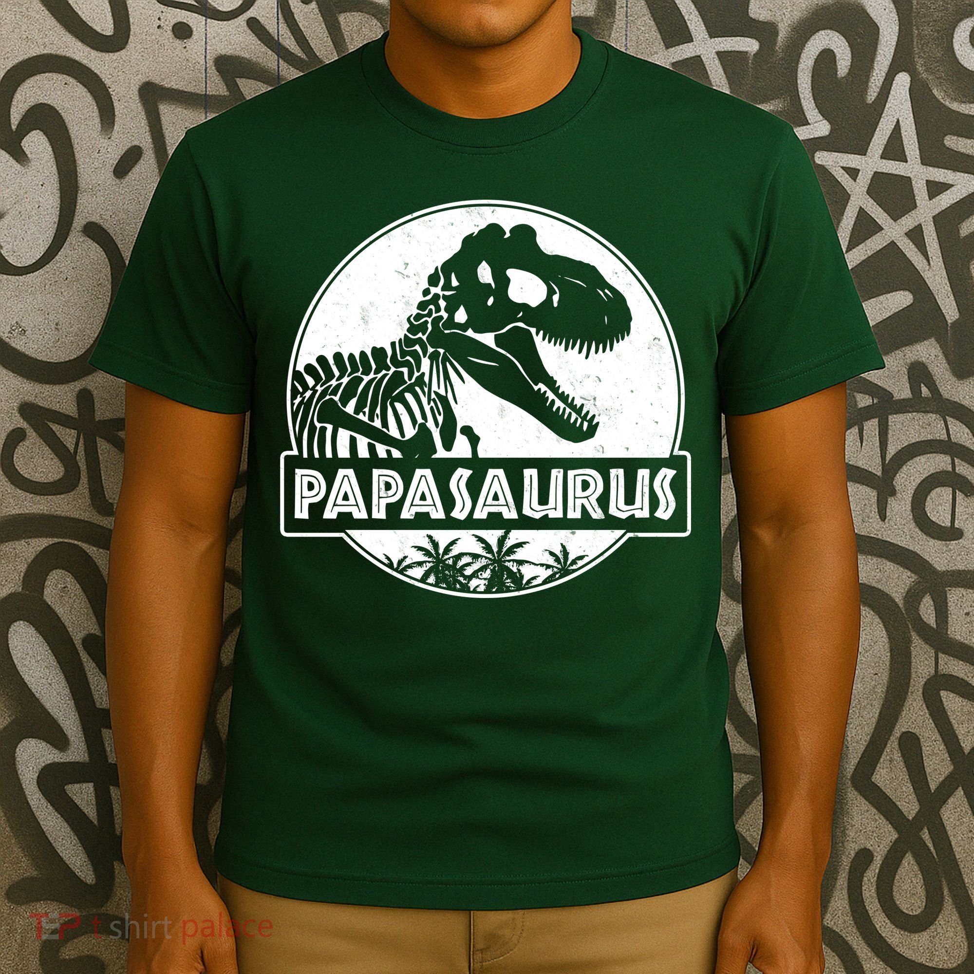 Cool Father's Day Papasaurus Emblem T-Shirt