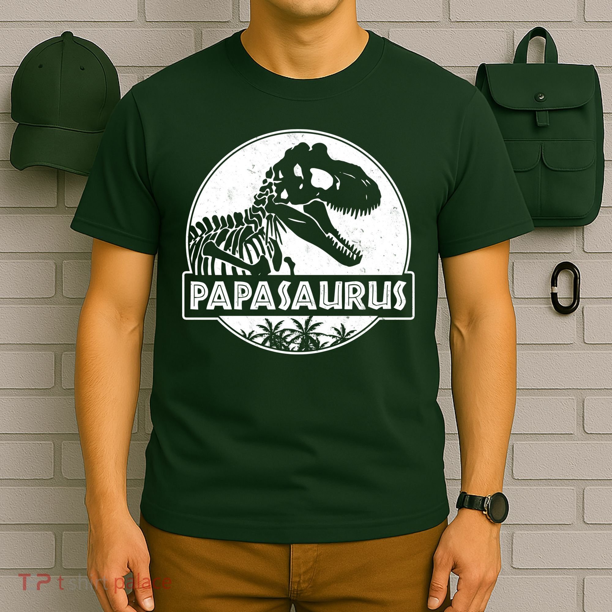 Cool Father's Day Papasaurus Emblem T-Shirt
