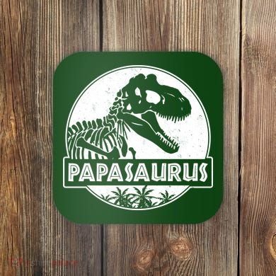 Cool Father's Day Papasaurus Emblem Coaster