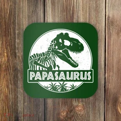 Cool Father's Day Papasaurus Emblem Coaster