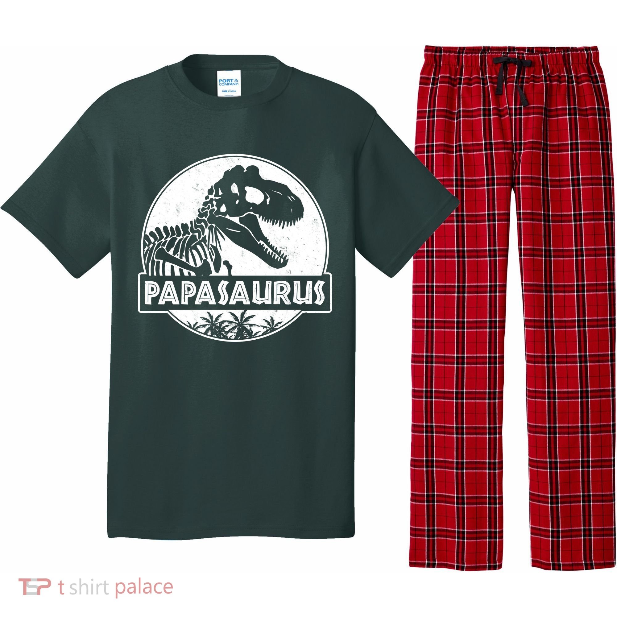 Cool Father's Day Papasaurus Emblem Pajama Set