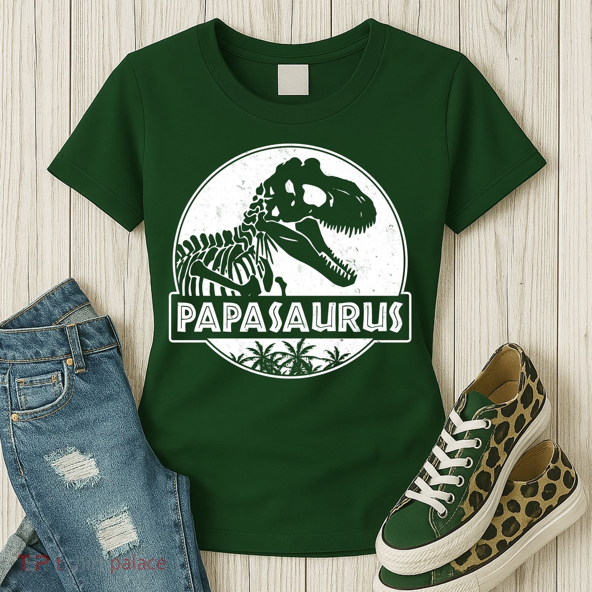 Cool Father's Day Papasaurus Emblem Women's T-Shirt