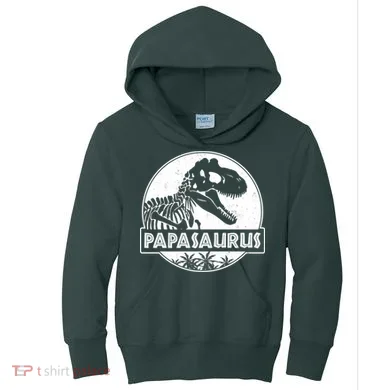 Cool Father's Day Papasaurus Emblem Kids Hoodie