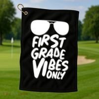 Cool First Grade Vibes Only Back to School Golf Towel thumb 1