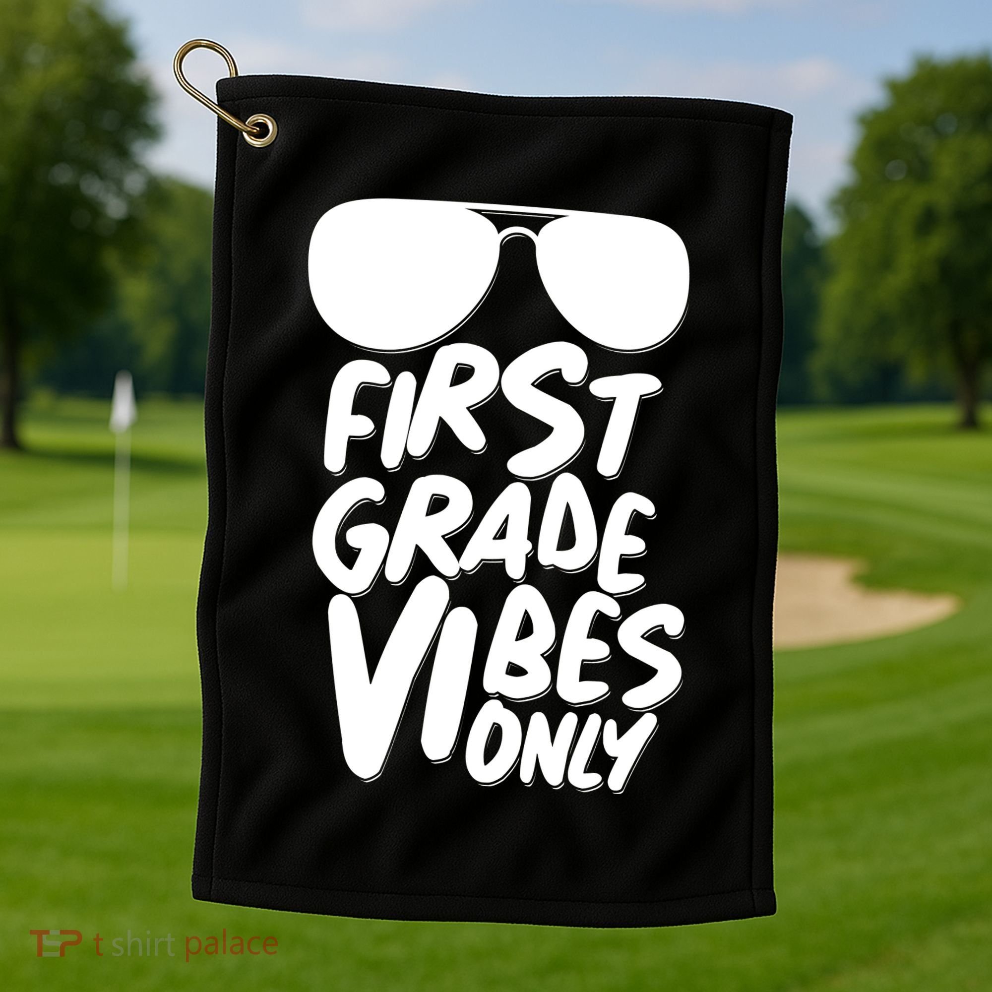 Cool First Grade Vibes Only Back to School Golf Towel