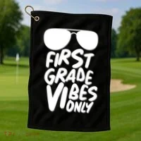 Cool First Grade Vibes Only Back to School Golf Towel thumb 1
