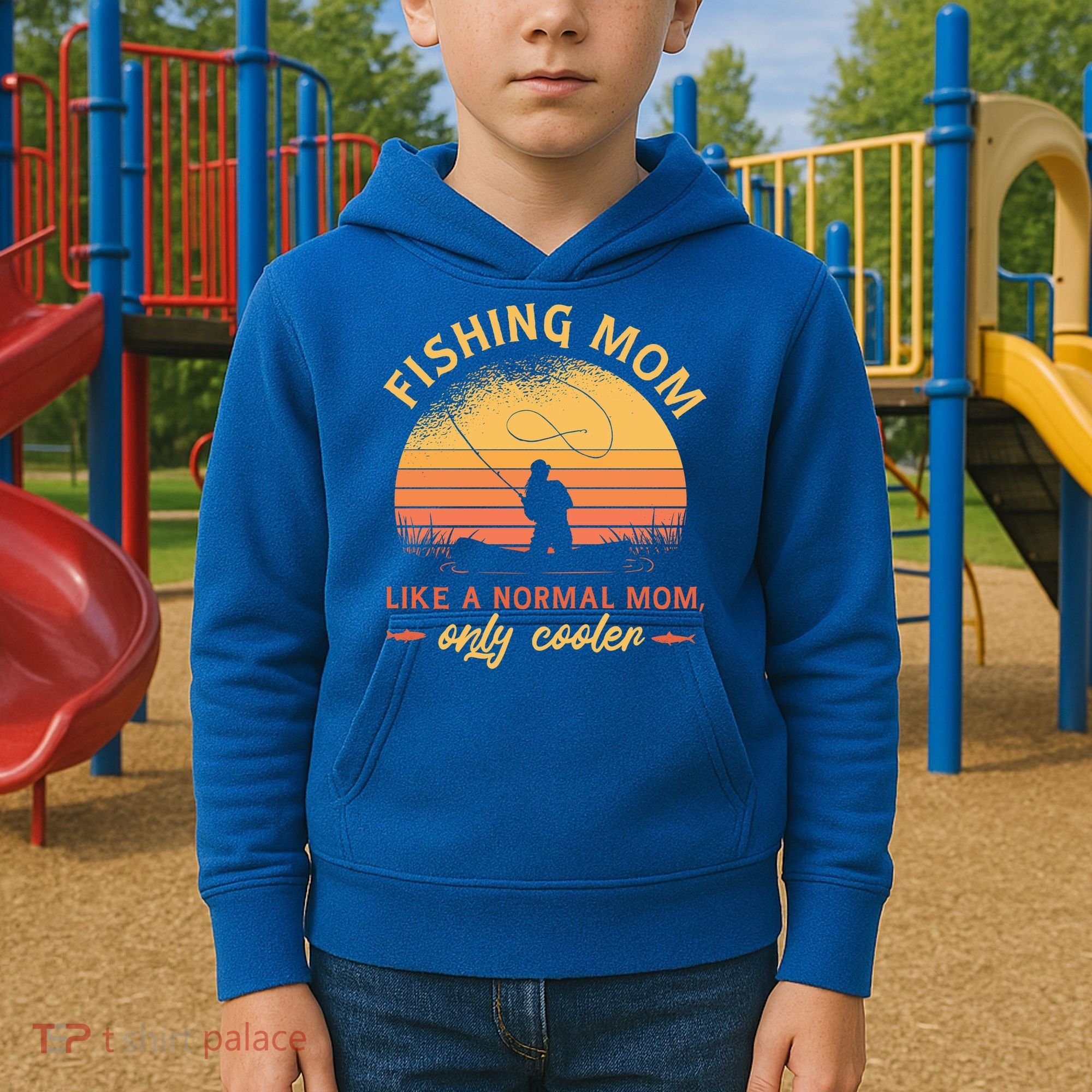 Cool Fishing Mom Kids Hoodie