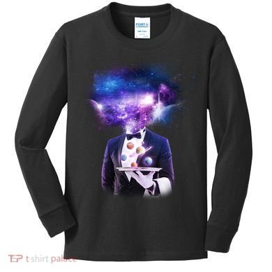 Cool Galaxy Space Head Kids Long Sleeve Shirt
