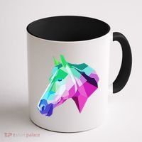 Cool Geometric Horse Coffee Mug thumb 1