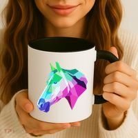 Cool Geometric Horse Coffee Mug thumb 3