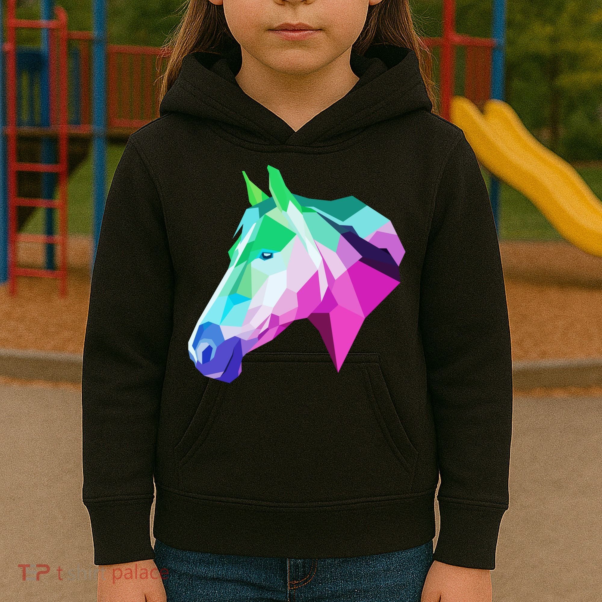 Cool Geometric Horse Kids Hoodie