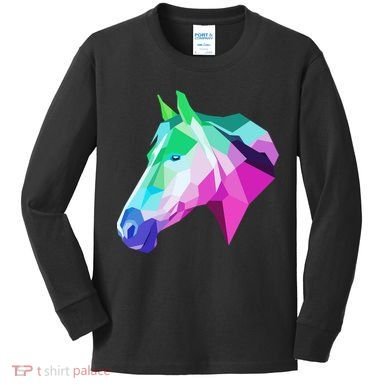 Cool Geometric Horse Kids Long Sleeve Shirt
