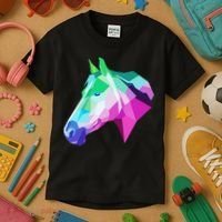 Cool Geometric Horse Kids T-Shirt thumb 3