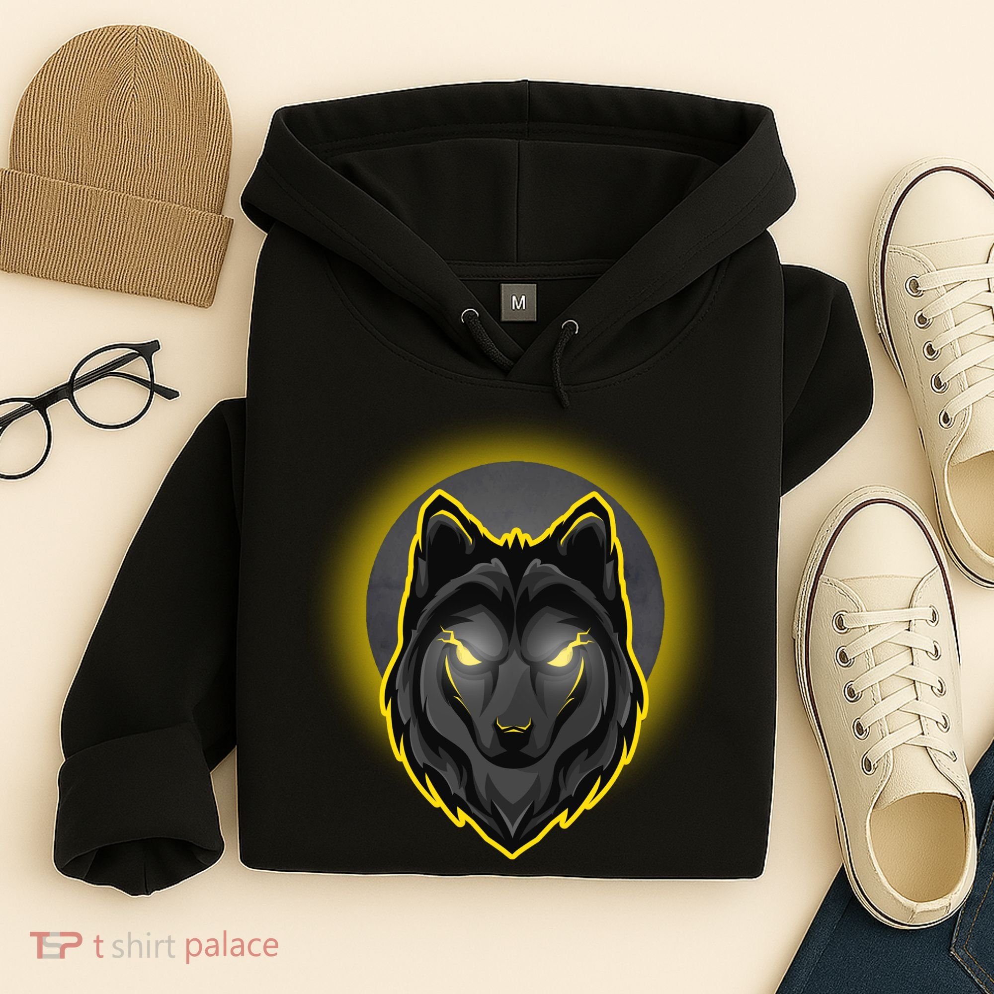 Cool Ghost Wolf Glowing Moon Hoodie