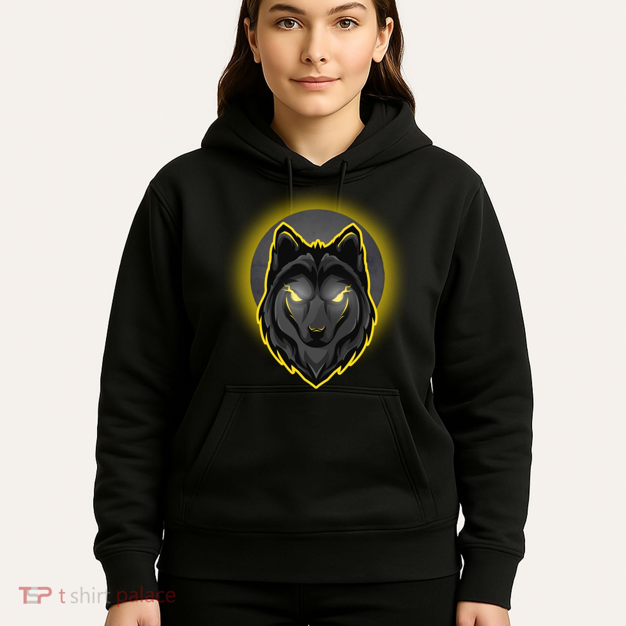 Cool Ghost Wolf Glowing Moon Hoodie