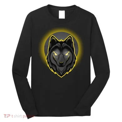 Cool Ghost Wolf Glowing Moon Long Sleeve Shirt