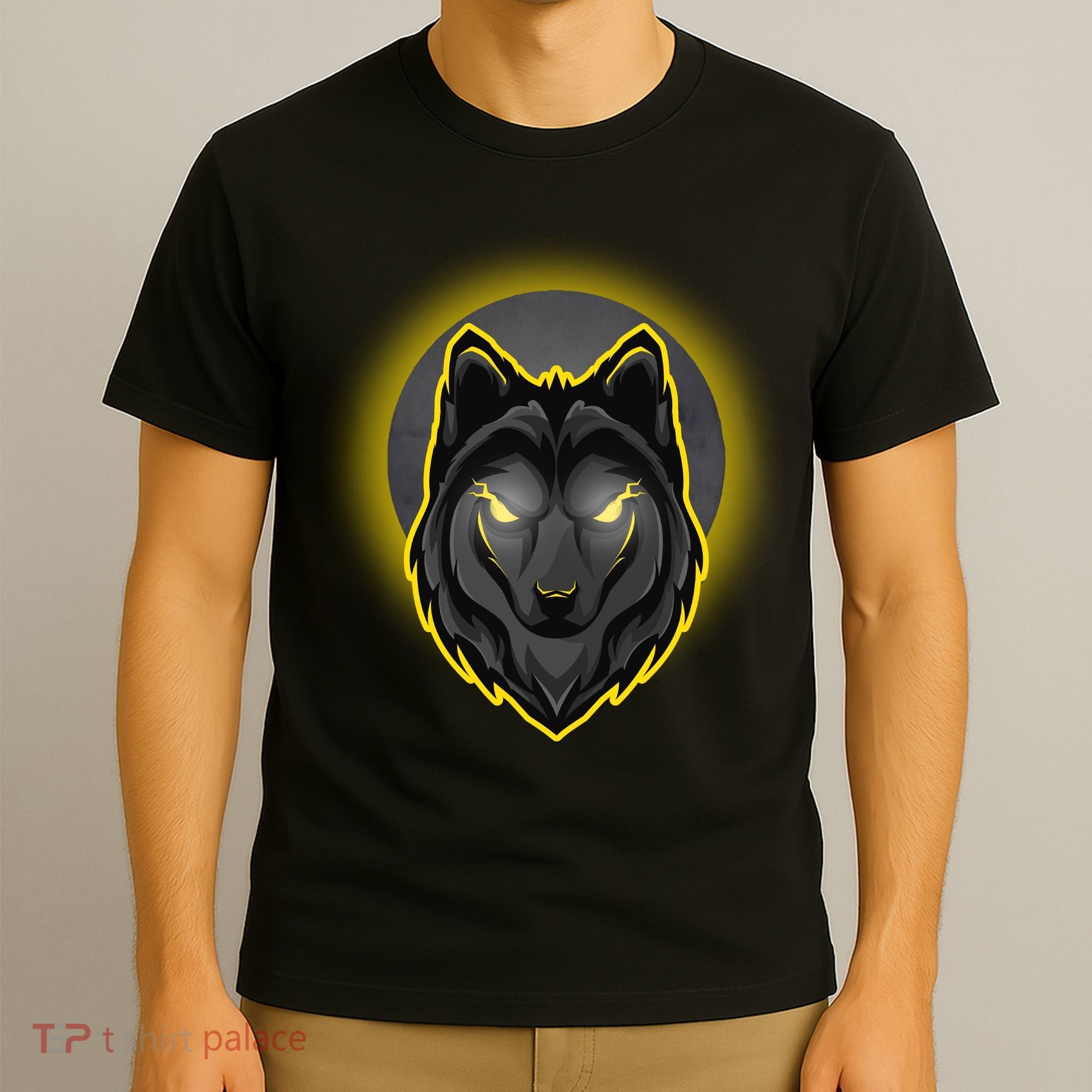 Cool Ghost Wolf Glowing Moon T-Shirt