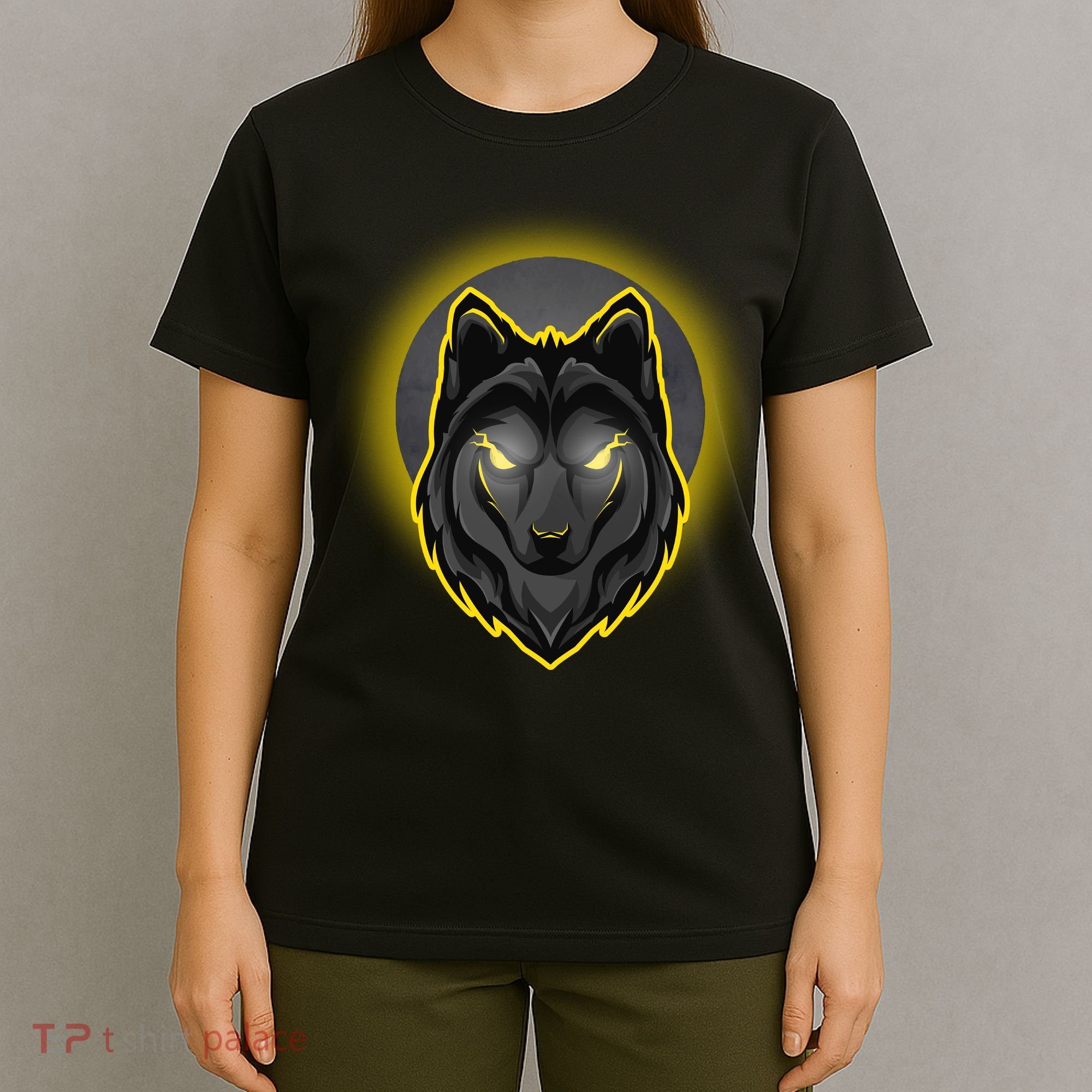 Cool Ghost Wolf Glowing Moon T-Shirt