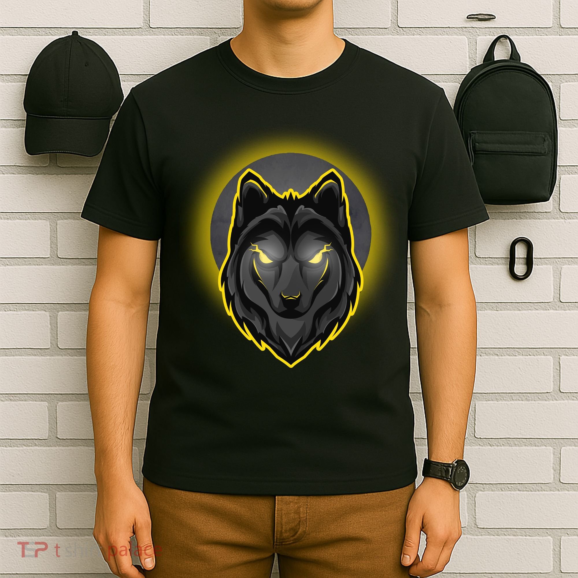 Cool Ghost Wolf Glowing Moon T-Shirt