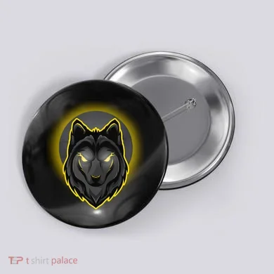 Cool Ghost Wolf Glowing Moon Button