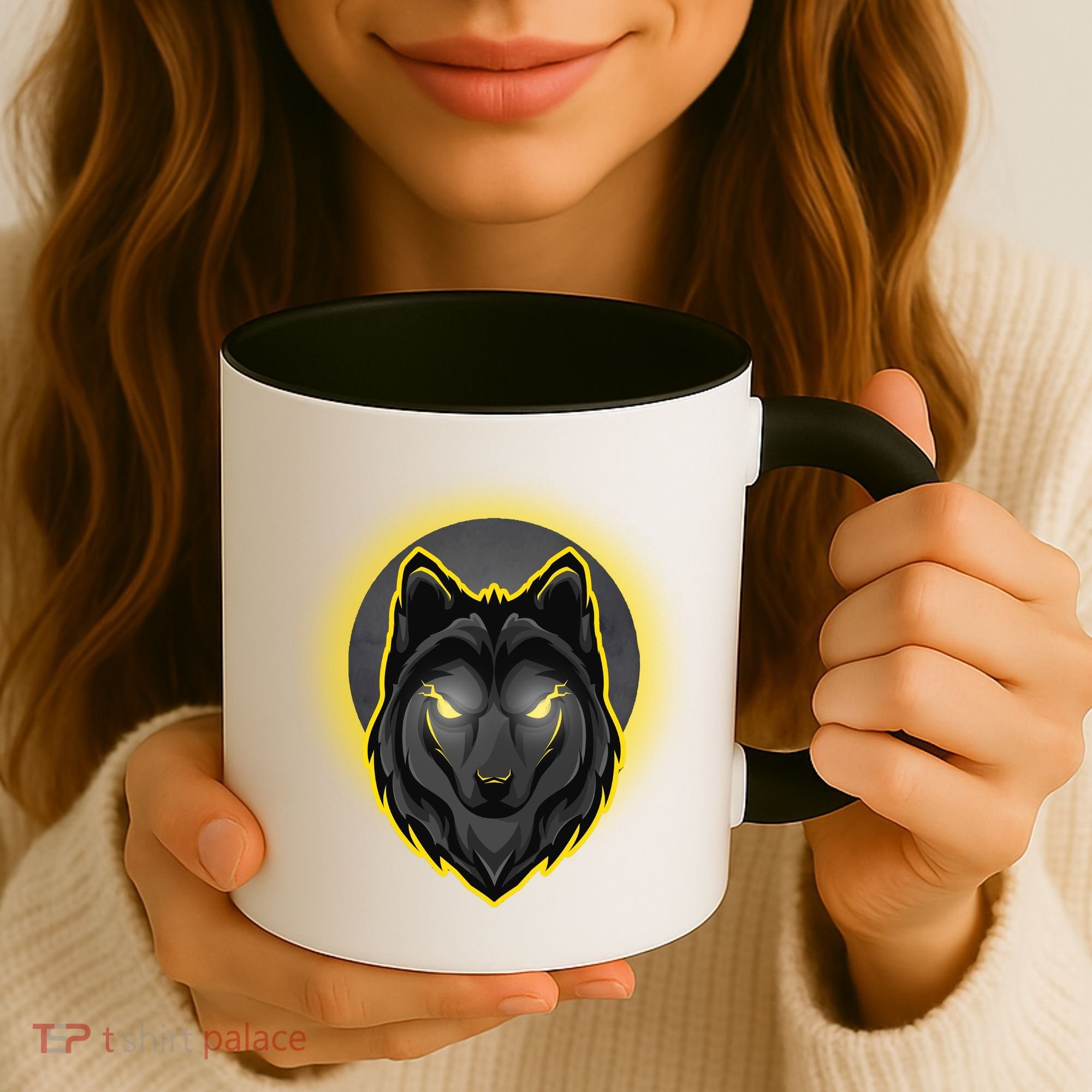 Cool Ghost Wolf Glowing Moon Coffee Mug